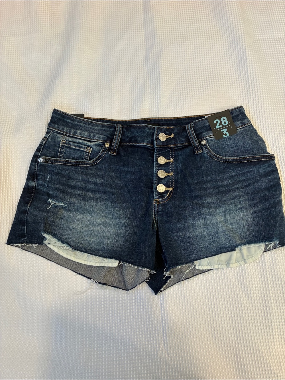 Dark Wash Denim Women’s Button-Front Shorts western boyfriend short mid rise